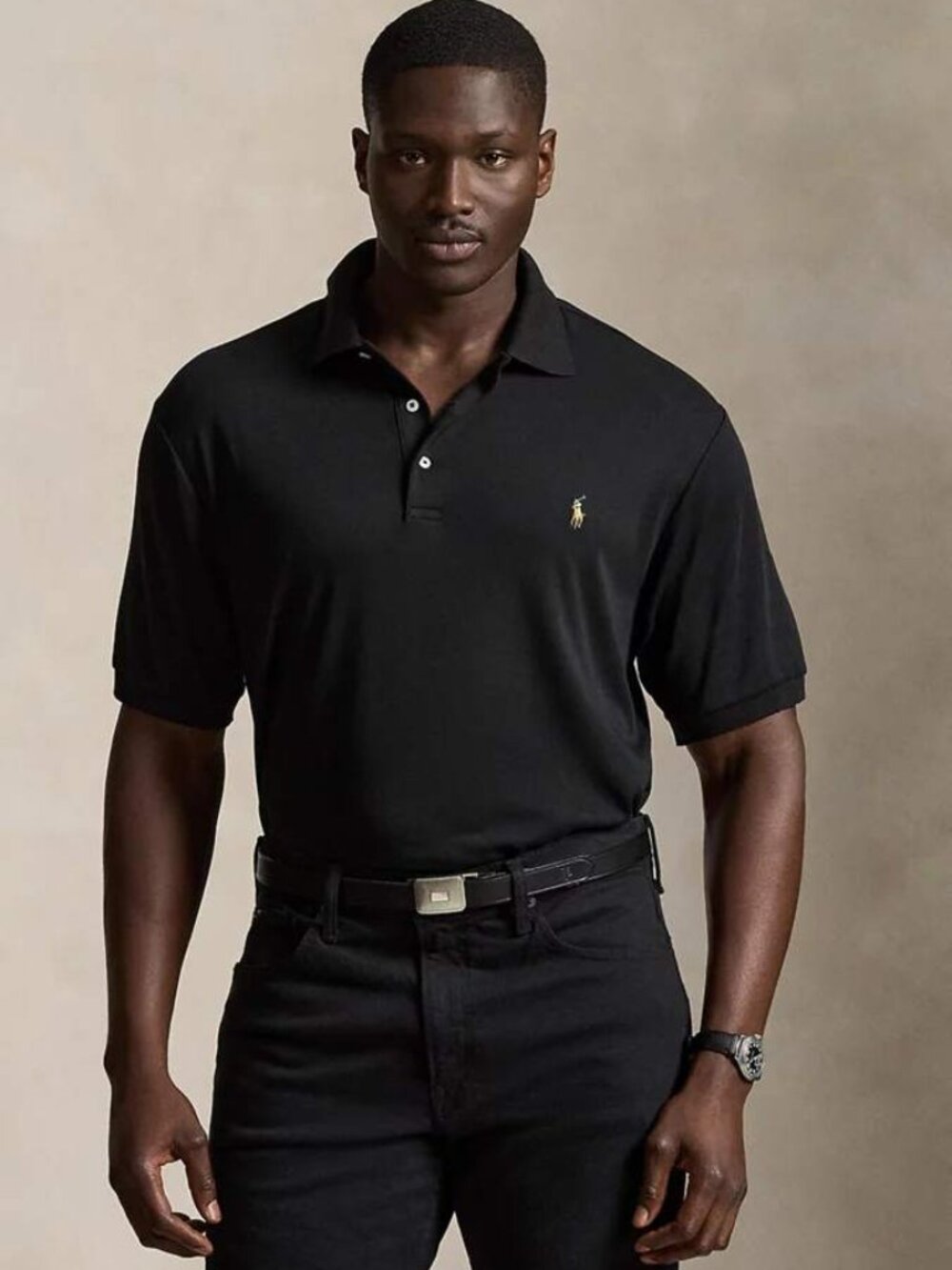 Polo Ralph Lauren Soft Cotton Polo Shirt Mens 3XLT Short Sleeve Black Flesh Pony